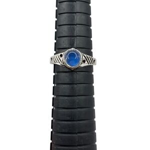 Silver Tone Ring with‎ Simulated Blue Stone Accent Size 7 Jewelry